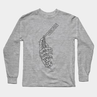 Skeleton Hand with Straight Razor Long Sleeve T-Shirt